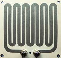 A metal component with a repeating row of tall rounded vertical loops and two screws at the bottom.
