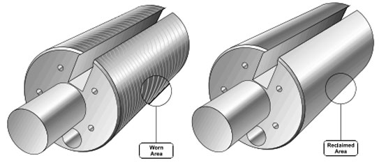 Side-by-side views of a cylindrical arm actuator with a circular flange and protruding shaft, labeled West Arm and Recessed Arm.