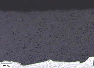 Close-up of a dark, speckled gray surface with a jagged white snow-covered edge at the bottom.
