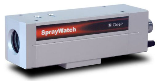 White rectangular SprayWatch device with a circular viewing port on the left and a red SprayWatch label along the side.