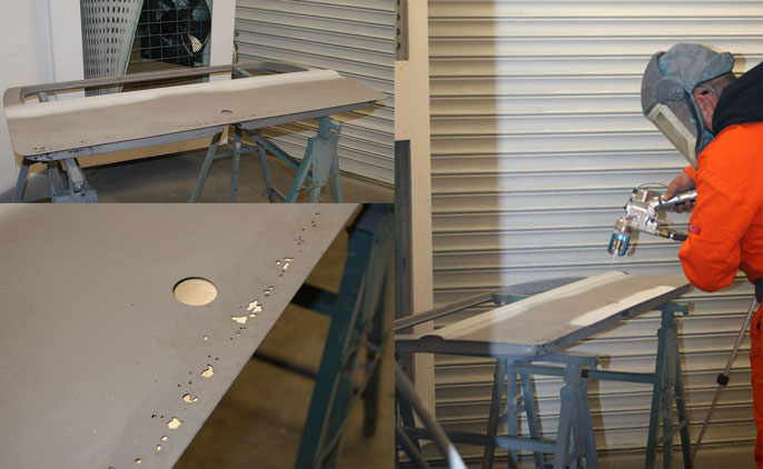 Metal sprayed car panel coating sample