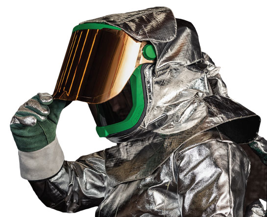 RPB Z-Link radiant heat respirator in use